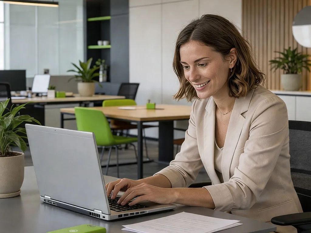 Professionista che utilizza laptop per demo e-commerce Smartypilot